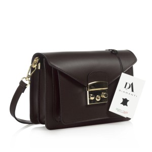 Geanta dama de umar din piele naturala DiAmanti Abra Maro închis